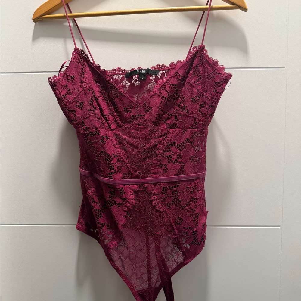 Guess Lace Bodysuit in Deep Pink